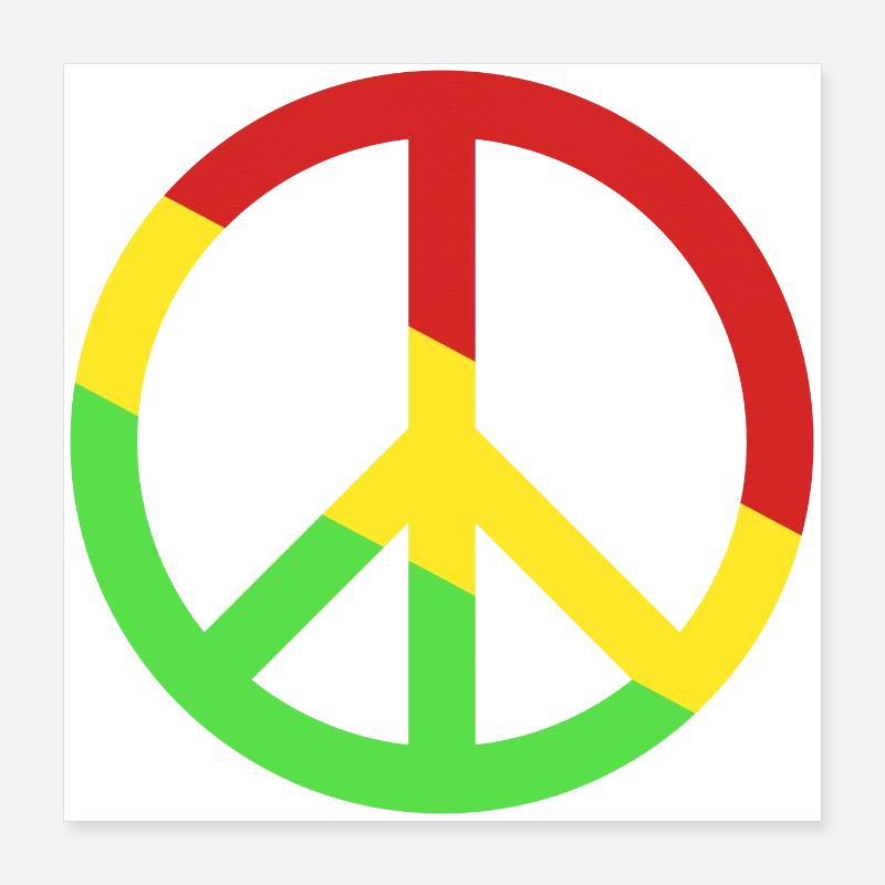 Peace green yellow red. Poster 16" x 16" (40x40 cm)