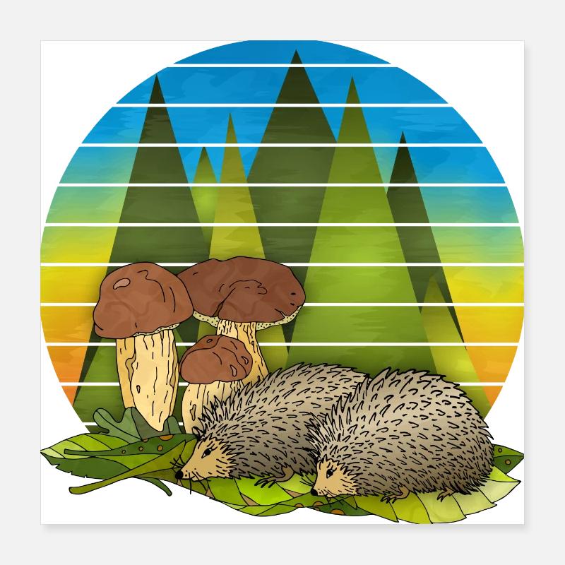 Hedgehogs Poster 16" x 16" (40x40 cm)