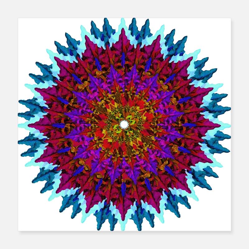 Mandala Rouge-Turquoise Poster 40 x 40 cm