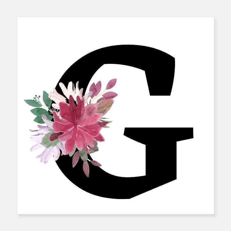 Buchstabe g blumig Poster 40x40 cm