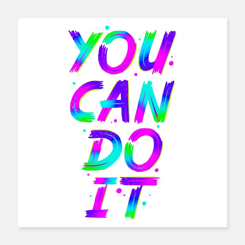 Neon - Lettering - You Can Do It - pos Poster 40x40 cm