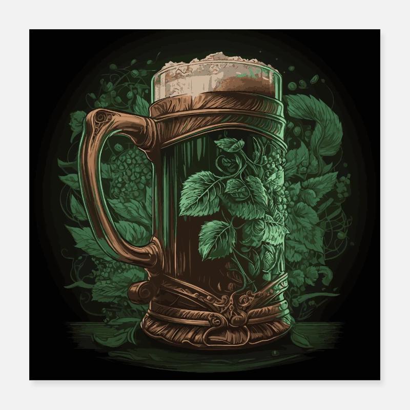 Drinking beer Poster 16" x 16" (40x40 cm)