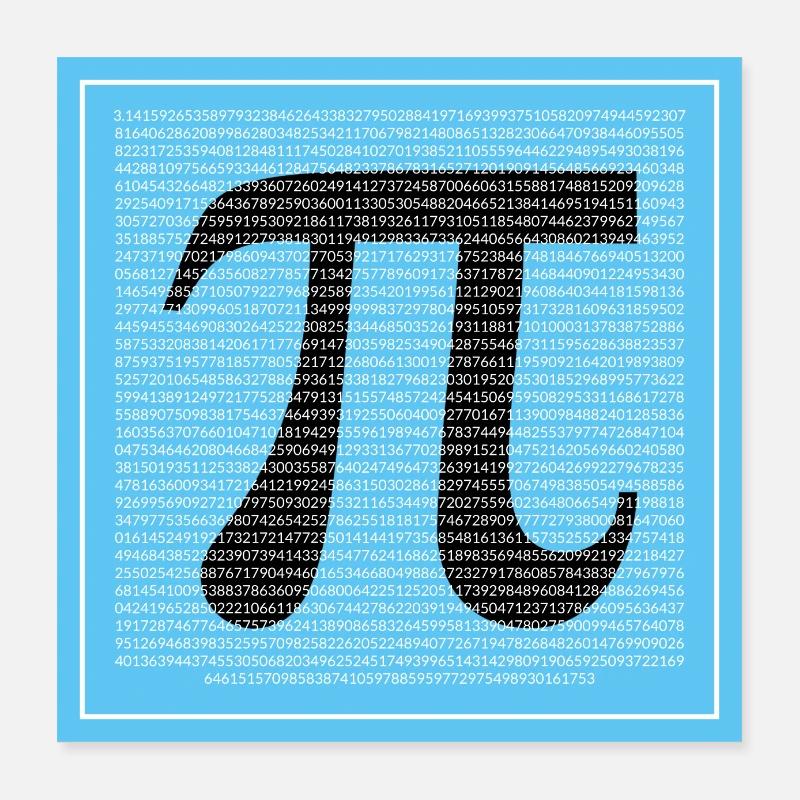 PRIME PI 1000 DIGITS AFTER DECIMAL POINT - Poster 16" x 16" (40x40 cm) - white