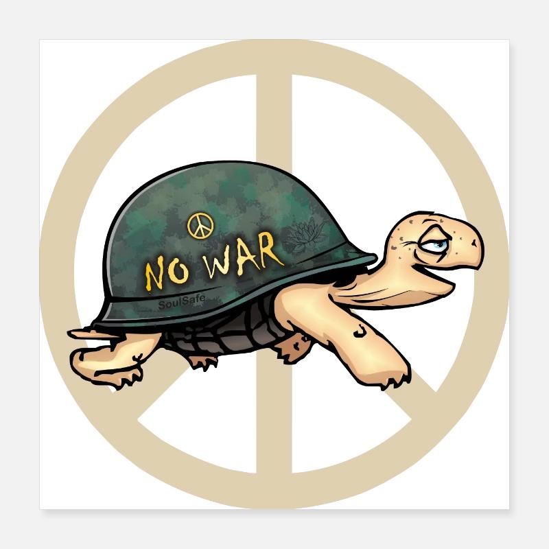Turtle No War - Poster 40x40 cm - bianco