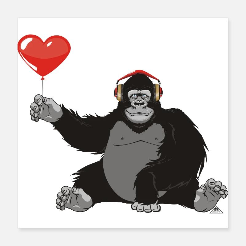 Gorille avec du cœur Poster 40 x 40 cm
