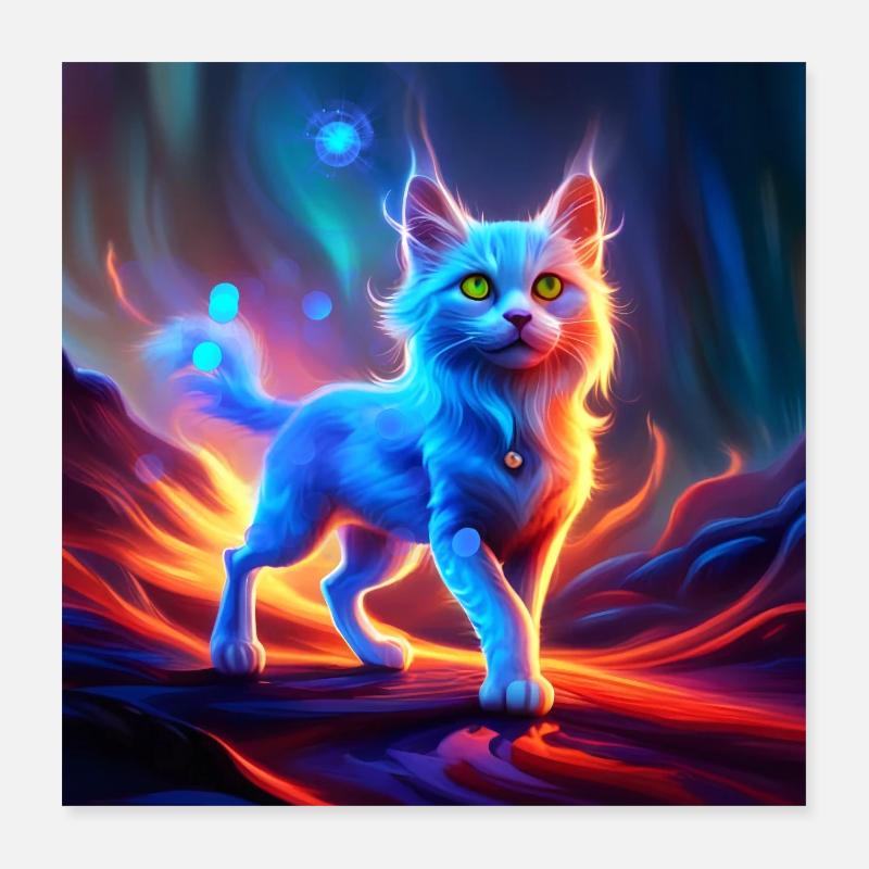 Wunderbare blaue Katze. Poster 40x40 cm