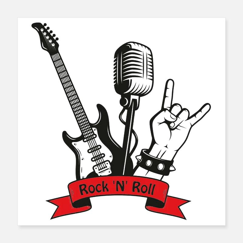 Conception de guitare rock pour les artistes Poster 40 x 40 cm