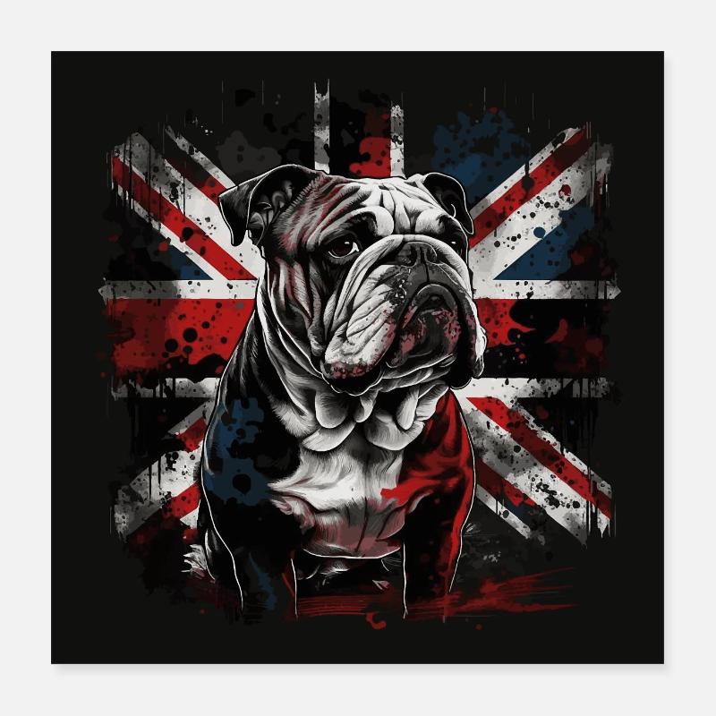 Grumpy English Bulldog Poster 16" x 16" (40x40 cm)