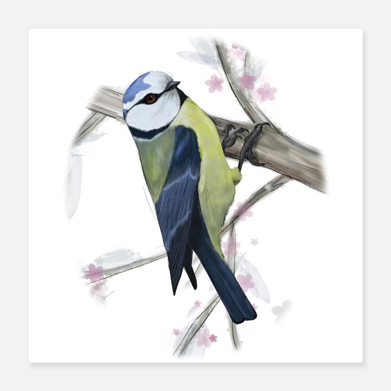 Dessin numérique bleu Poster 40 x 40 cm