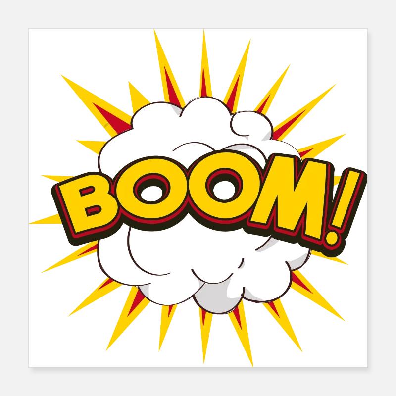 Lustige Cartoon-Explosion - Poster 40x40 cm - Weiß