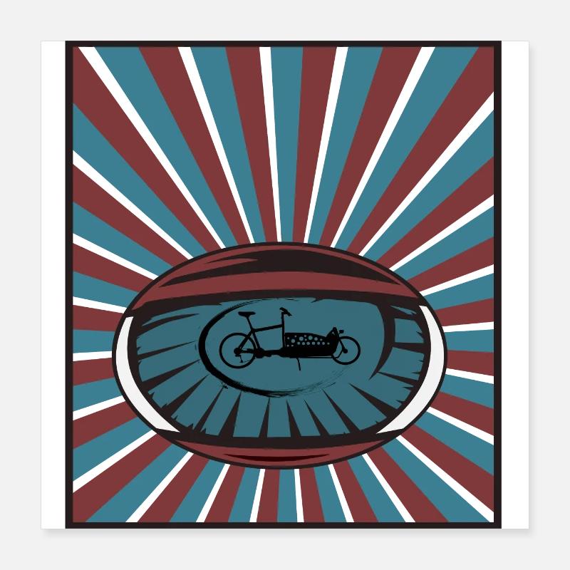 Lastenrad im Auge mit Strahlen Poster 40x40 cm