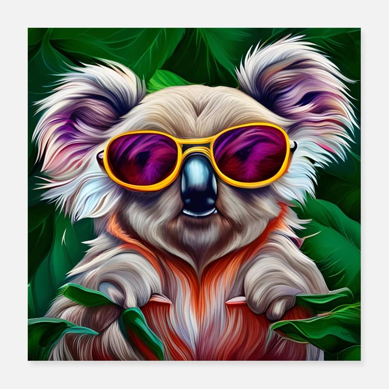 Bunter Koala mit Sonnenbrille Poster 40x40 cm