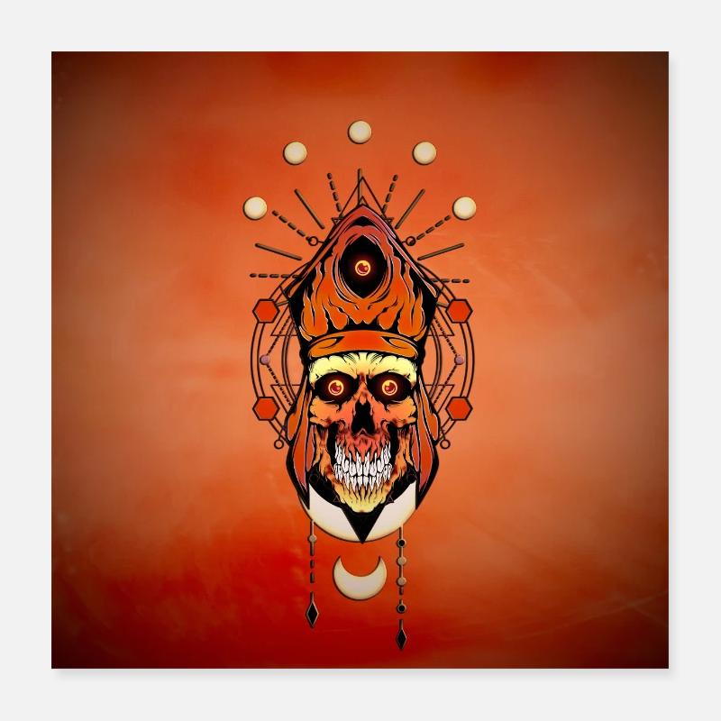 Le drôle de visage de crâne Poster 40 x 40 cm