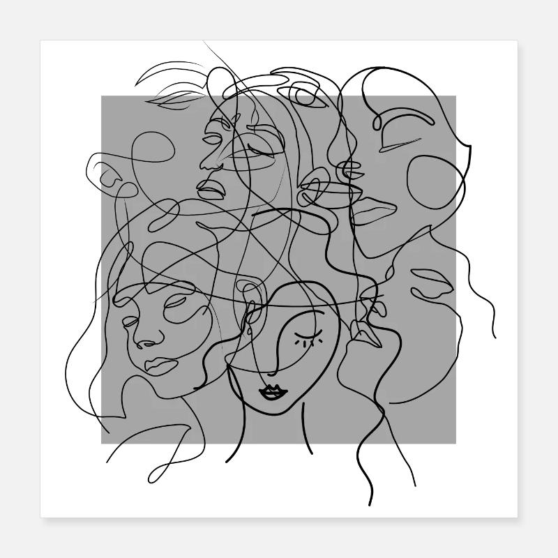 Gesichtslinie grau Poster 40x40 cm