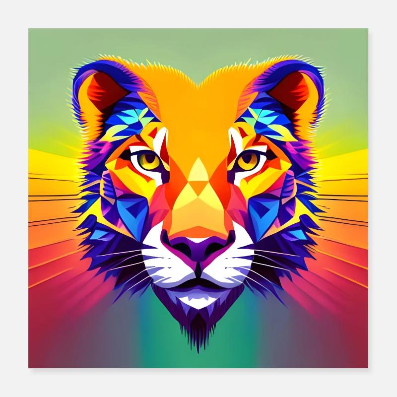 Lion flashy Poster 40 x 40 cm