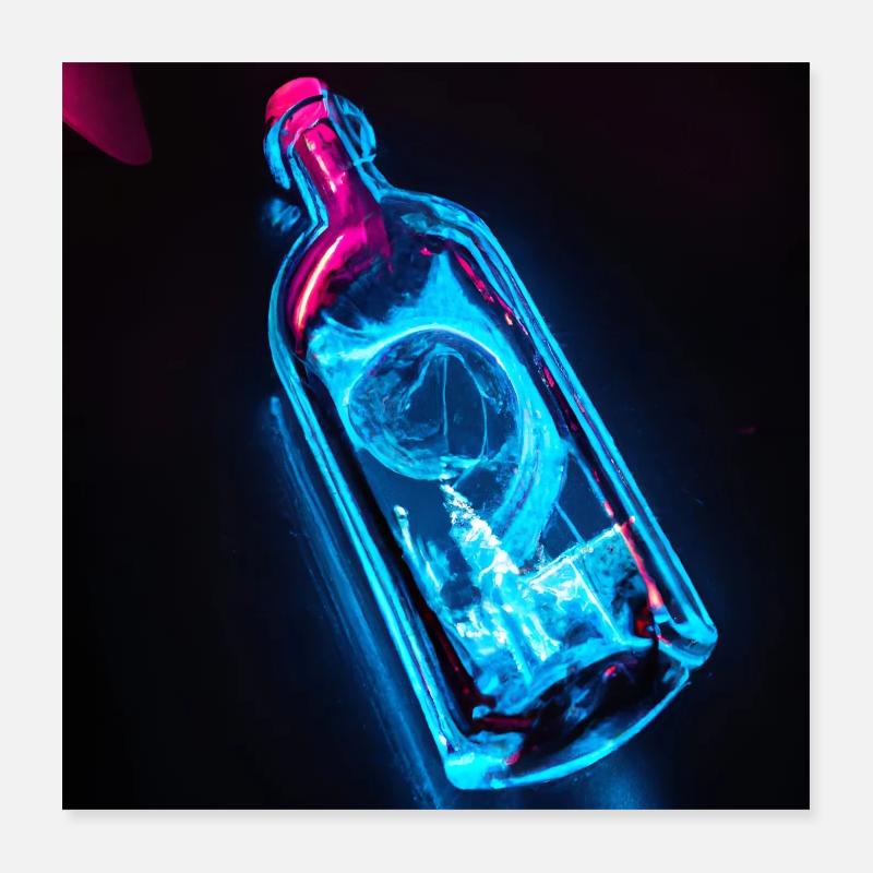 Glowing Bottle - Poster 40x40 cm - Weiß