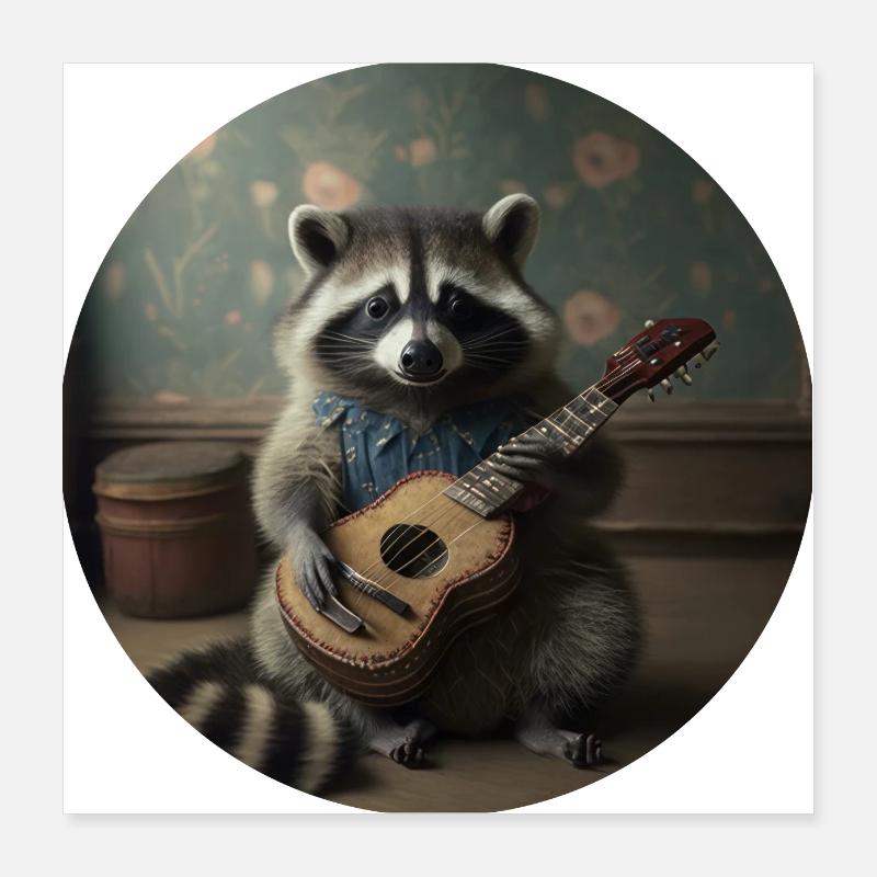 Musical raccoon Poster 16" x 16" (40x40 cm)