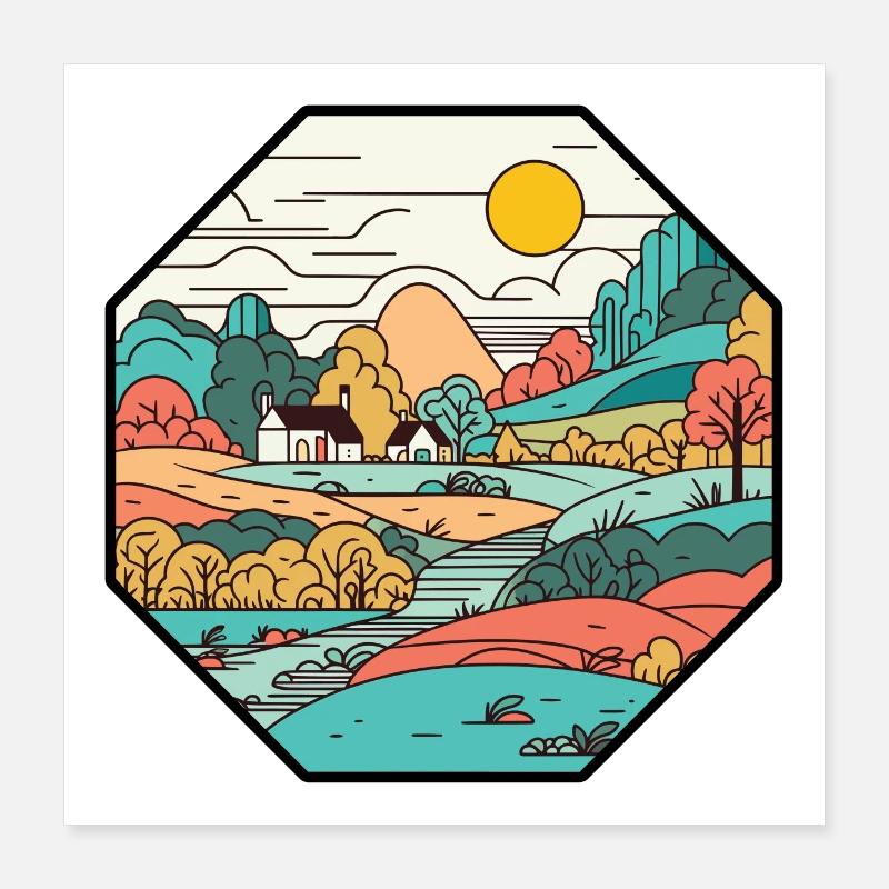 Paysage de campagne Poster 40 x 40 cm