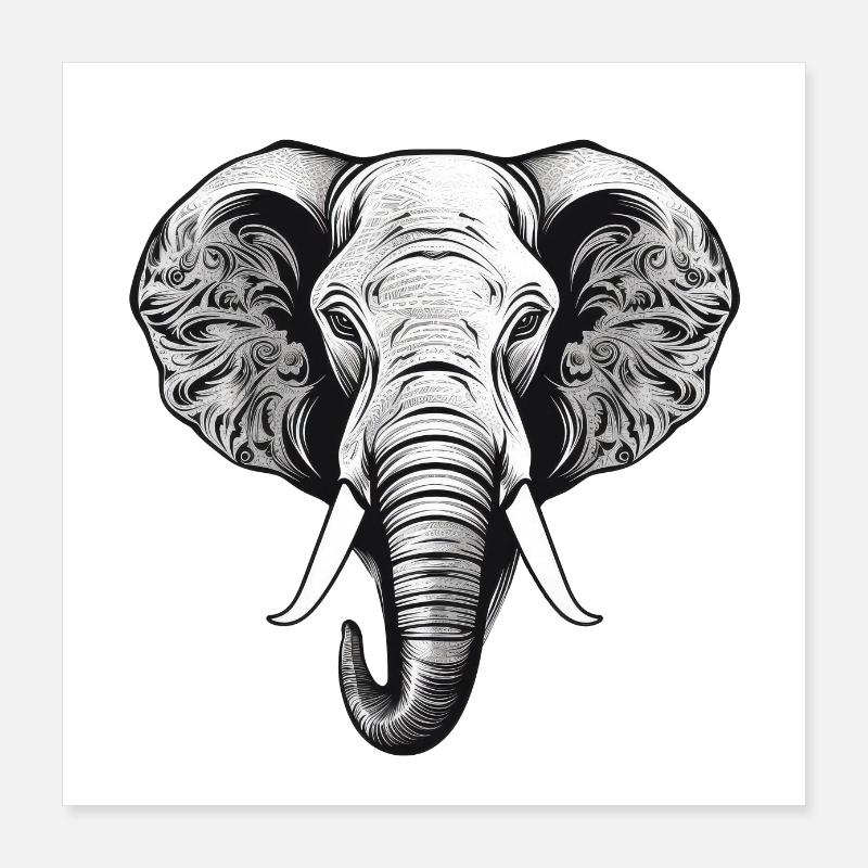 Éléphant Poster 40 x 40 cm