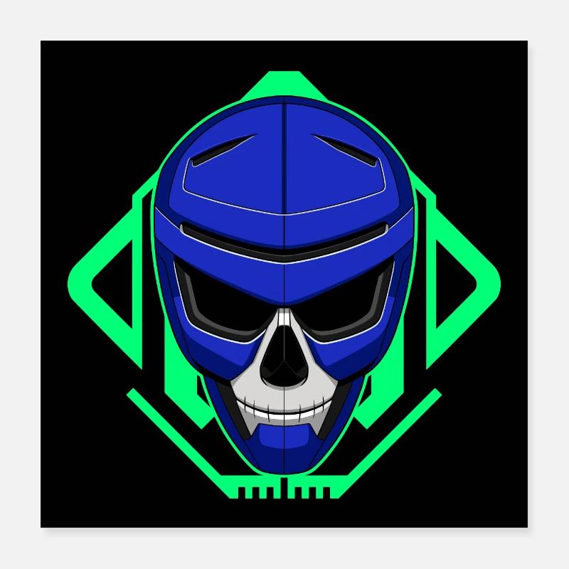 Totenkopf Roboter - Poster 40x40 cm - Weiß