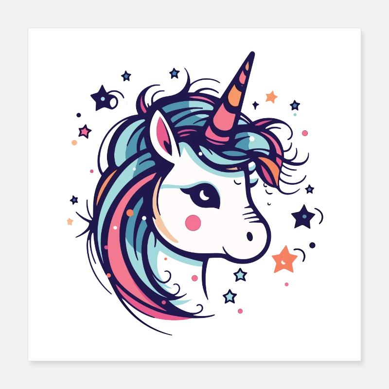 Licorne Poster 40 x 40 cm