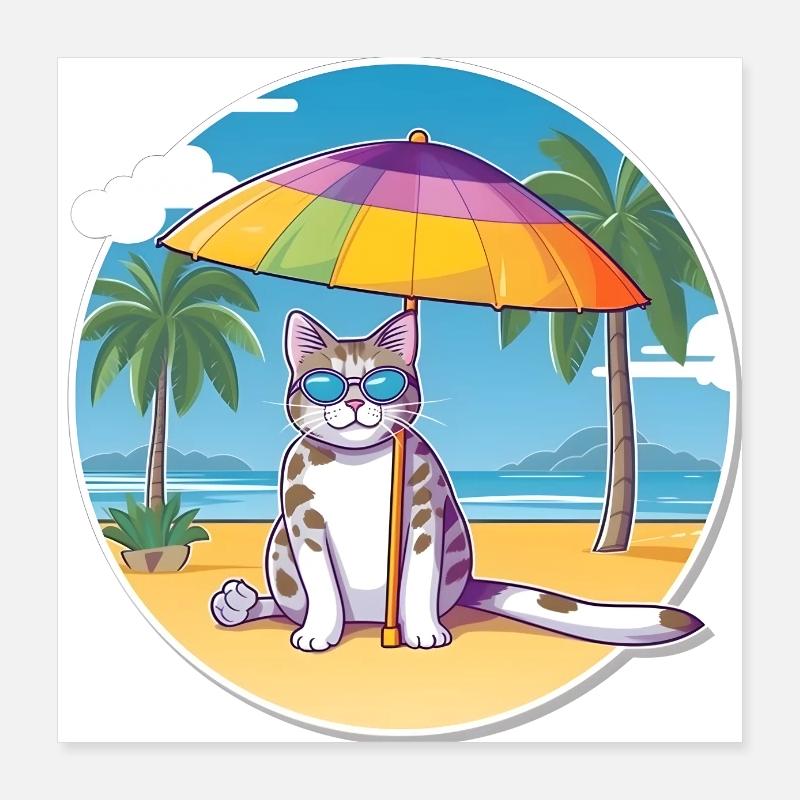 Beach cat Poster 16" x 16" (40x40 cm)