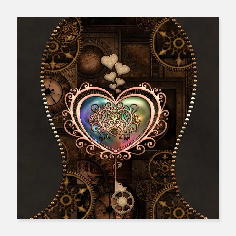 Romantic Steampunk Heart Poster 16" x 16" (40x40 cm)