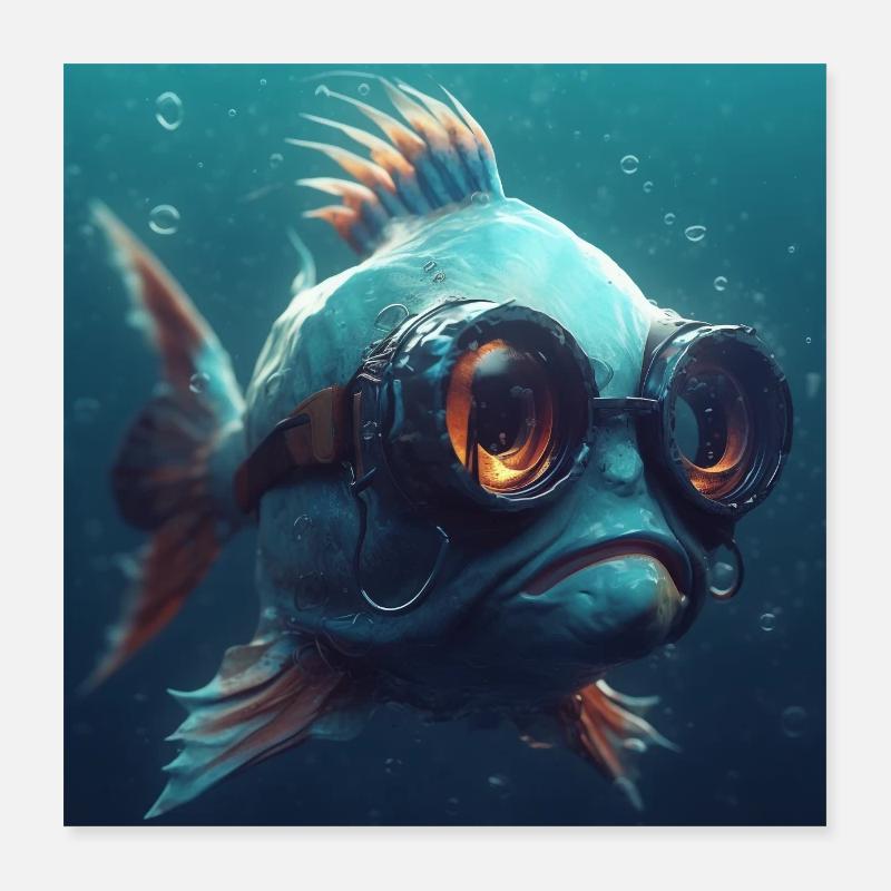 The Goggled Fish Poster 16" x 16" (40x40 cm)