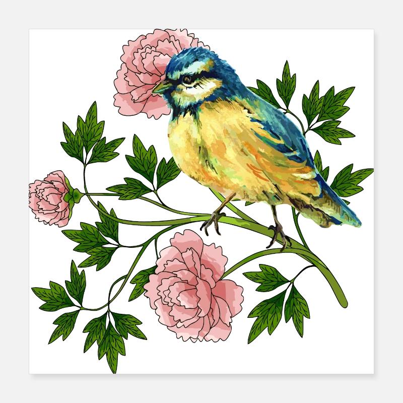 Bunter Vogel Poster 40x40 cm