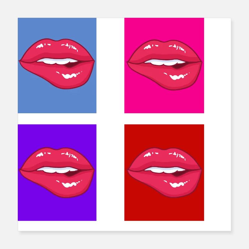 Retro-Lippen Poster 40x40 cm