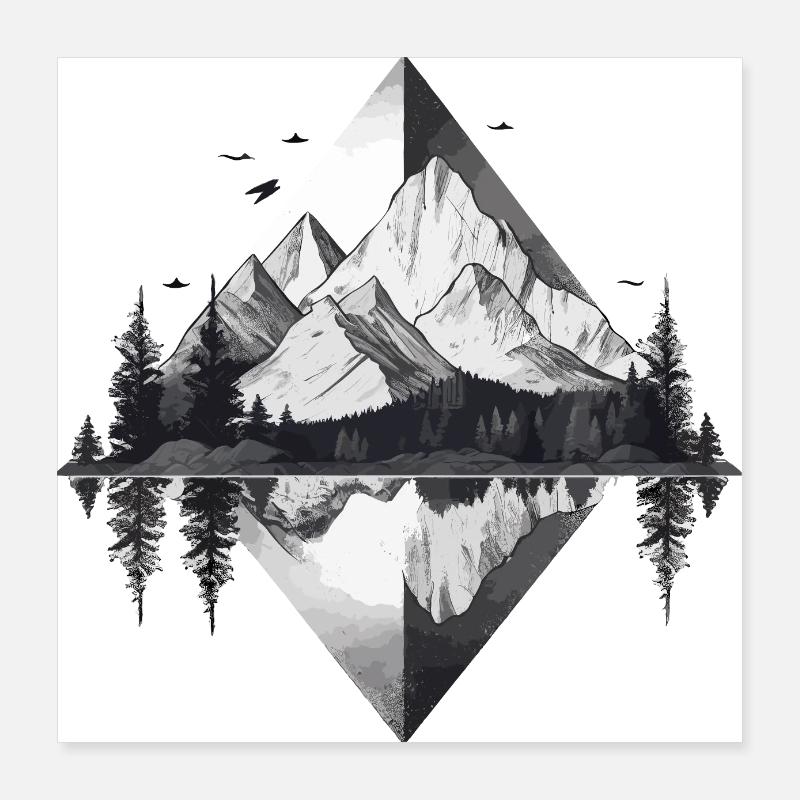 Minimalistic Mountains Poster 16" x 16" (40x40 cm)