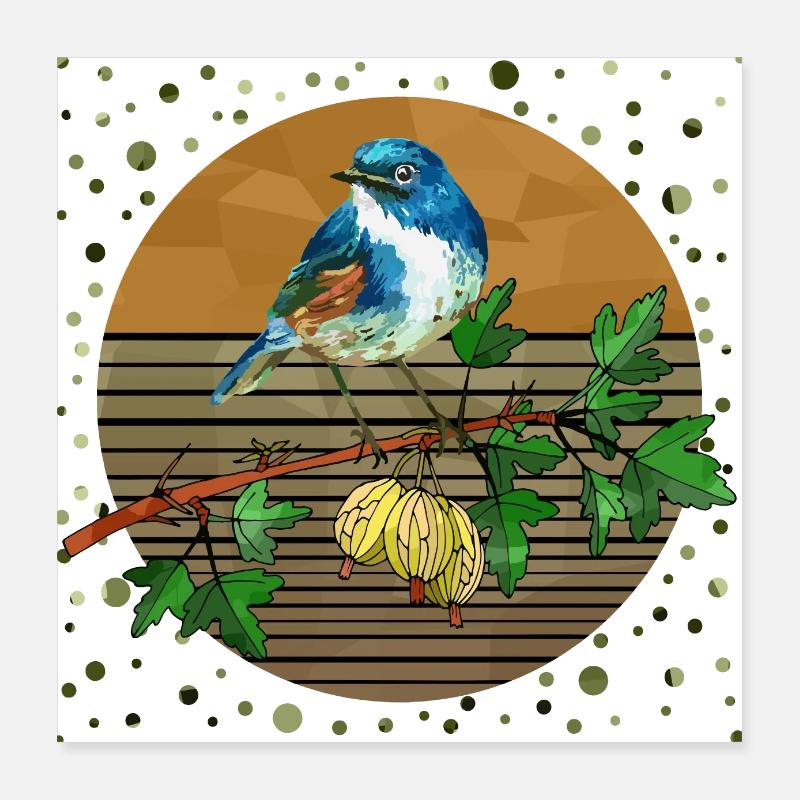 Bunter Vogel Poster 40x40 cm