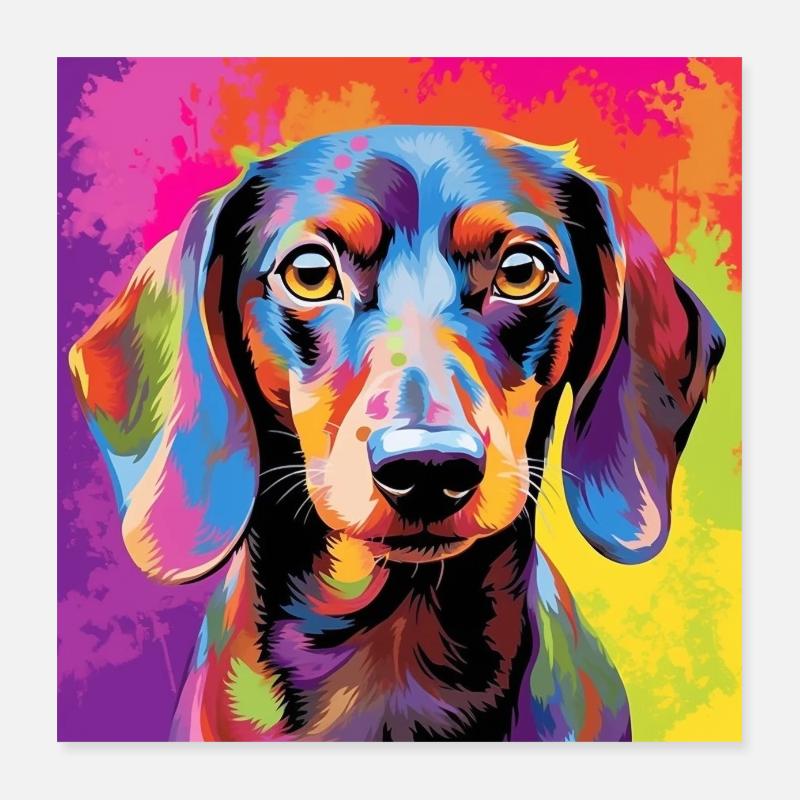 Teckel Pop Art Poster 40 x 40 cm