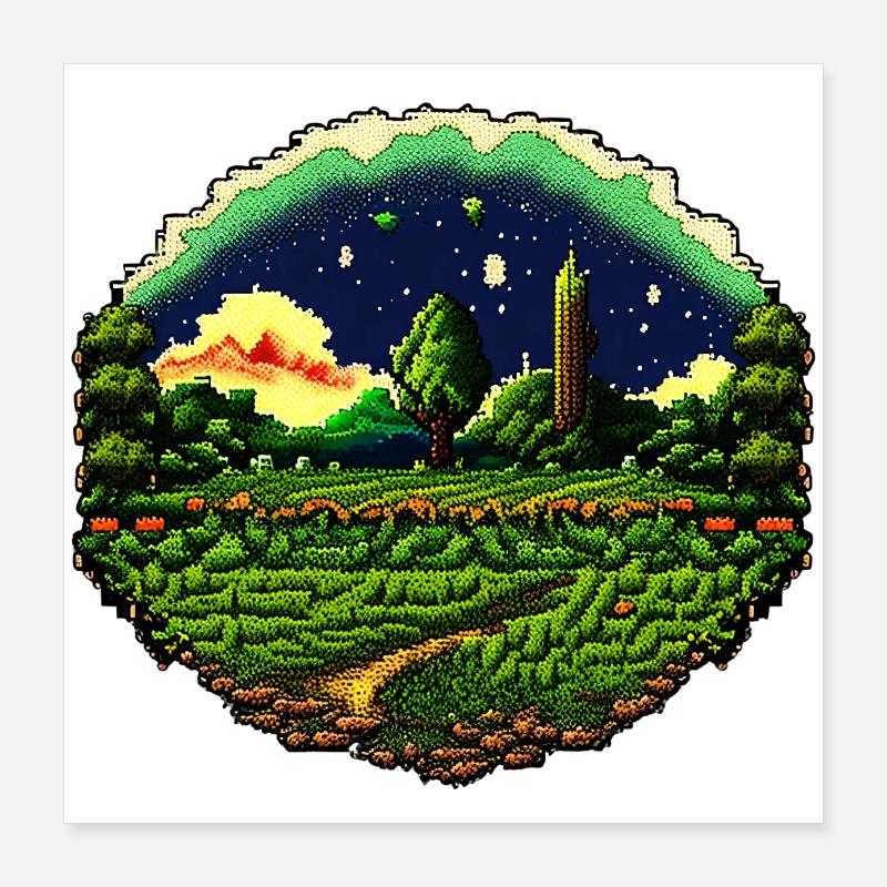 Campo pixelato Poster 40x40 cm