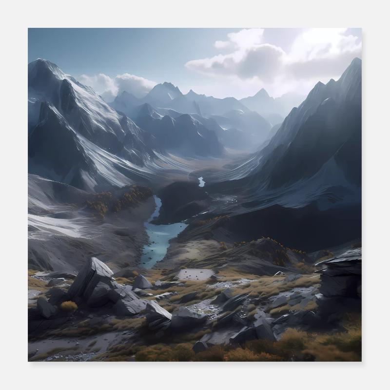 Austrian mountain landscape Poster 16" x 16" (40x40 cm)