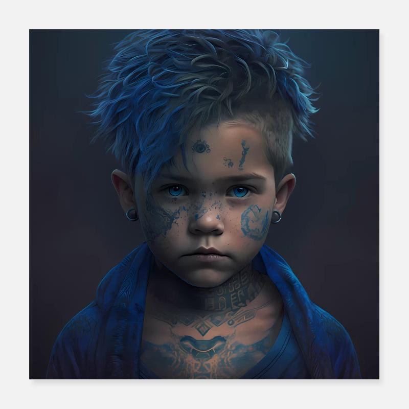 Kinder mit Tattoos Artwork Poster 40x40 cm