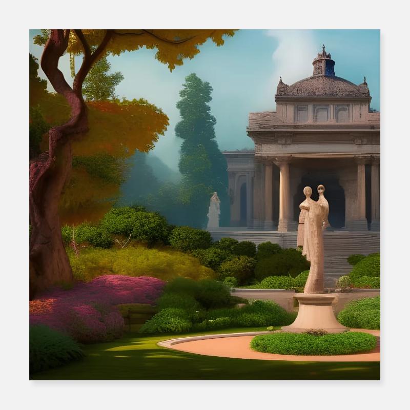 Jardins avec statue Poster 40 x 40 cm