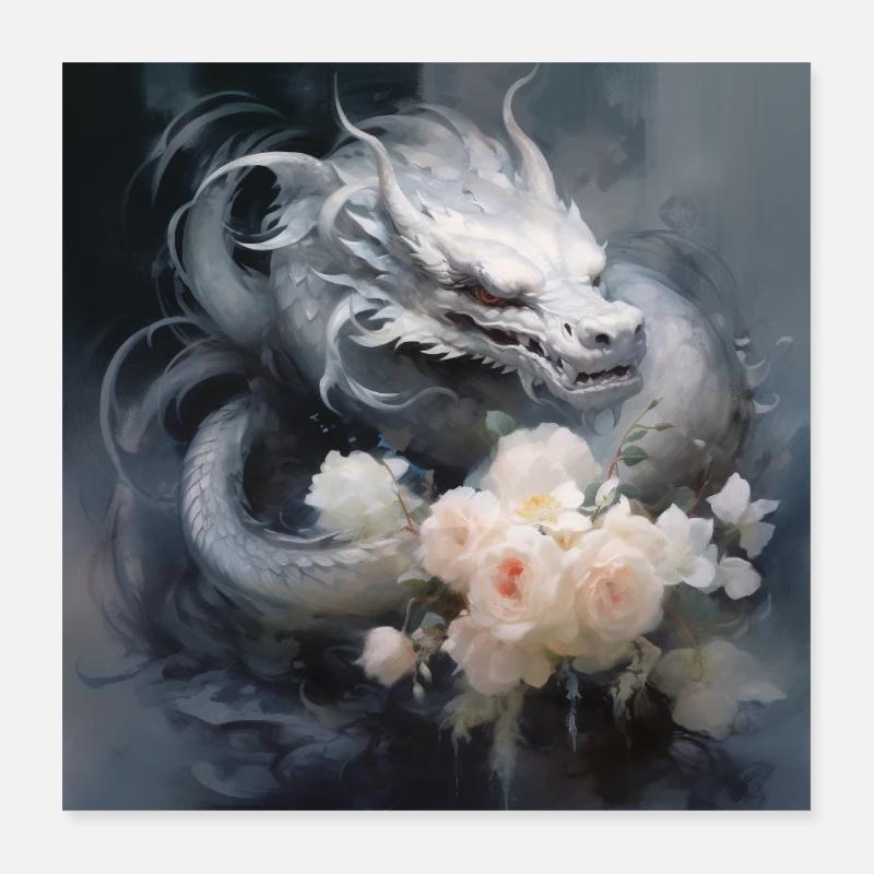 White Dragon Poster 16" x 16" (40x40 cm)
