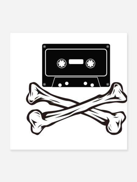 Totenkopf Kassette - Poster 40x40 cm - Weiß