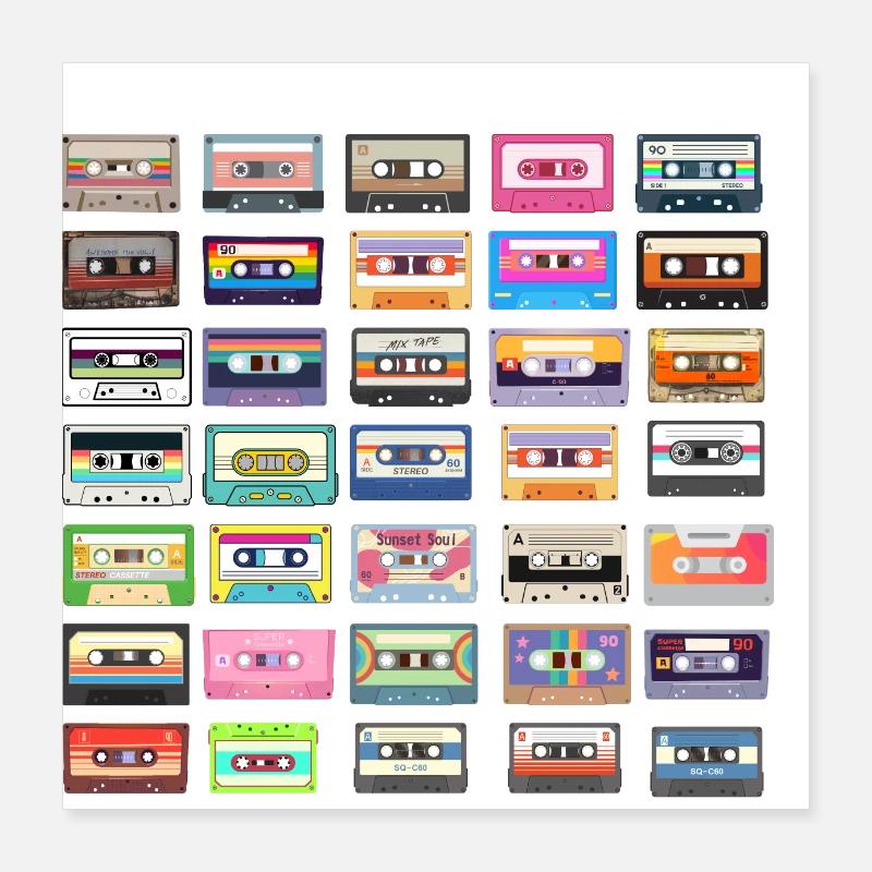 Retro cassettes Poster 16" x 16" (40x40 cm)