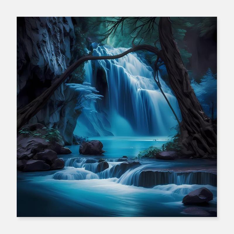 Cascade - Poster 40 x 40 cm - blanc