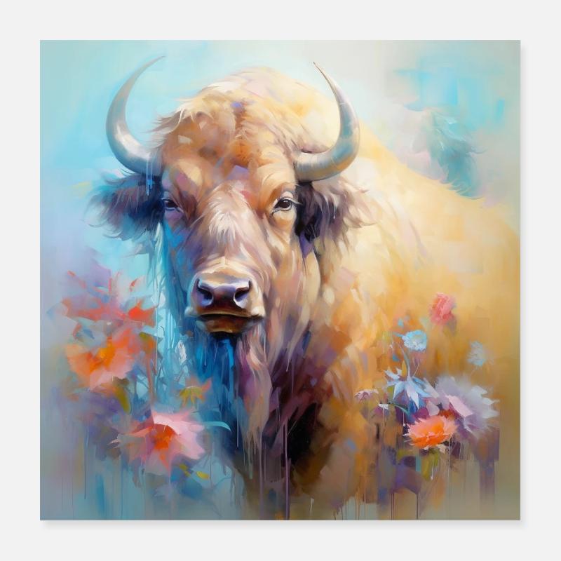 Krafttier Büffel Poster 40x40 cm