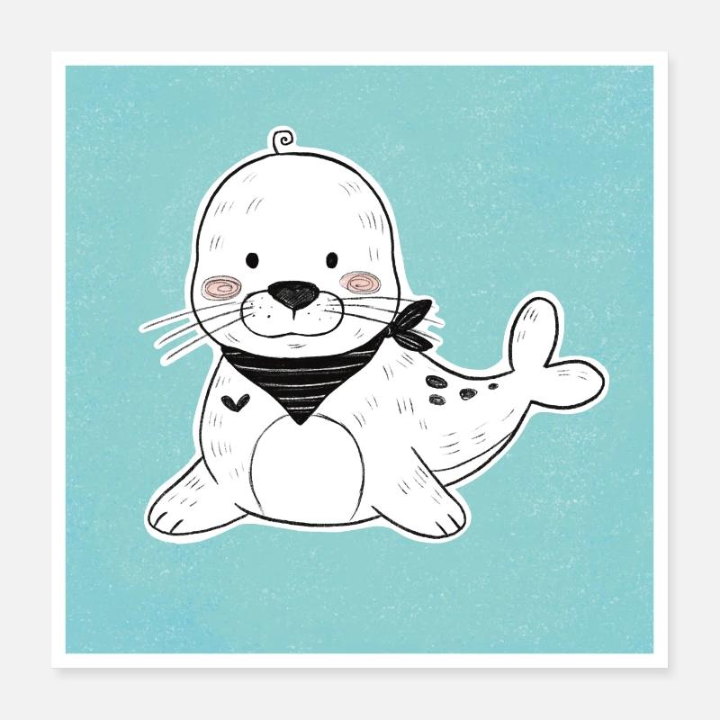 Kleine Robbe Poster 40x40 cm