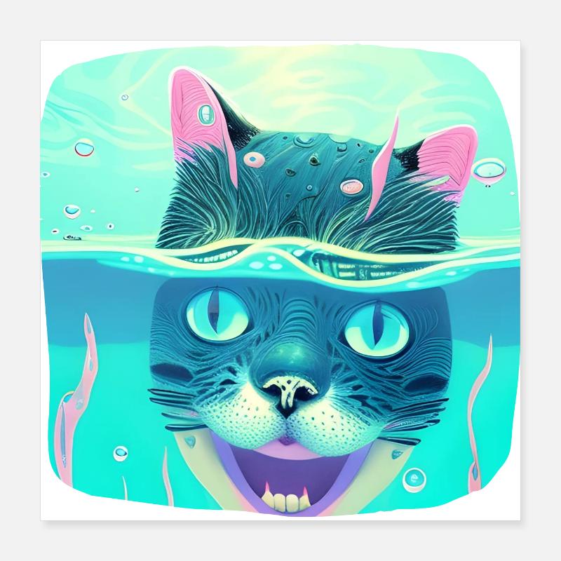 Diving Cat Poster 16" x 16" (40x40 cm)