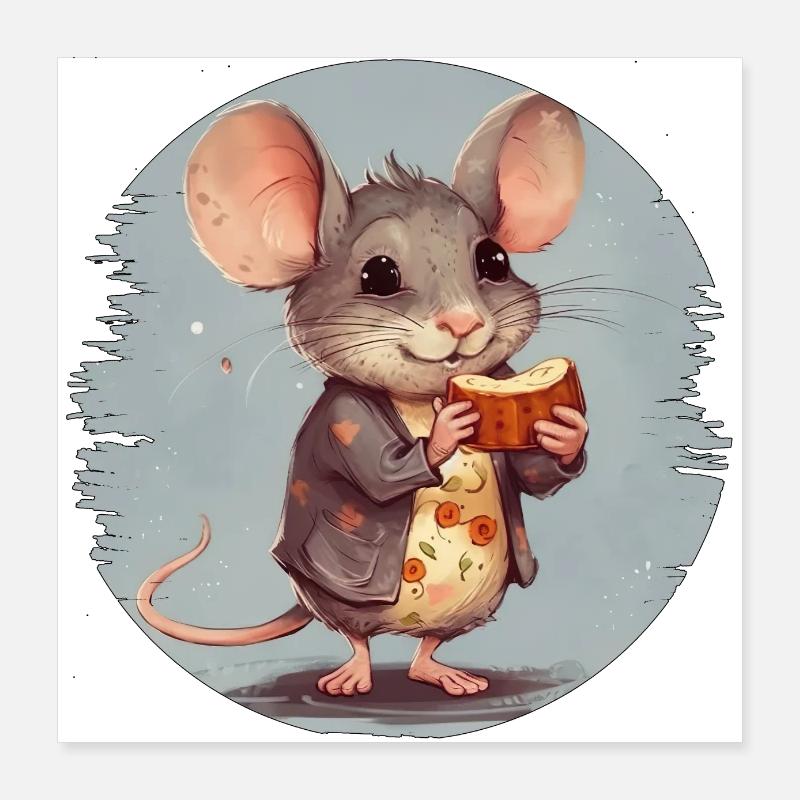 Mouse with chocolate bar Poster 16" x 16" (40x40 cm)