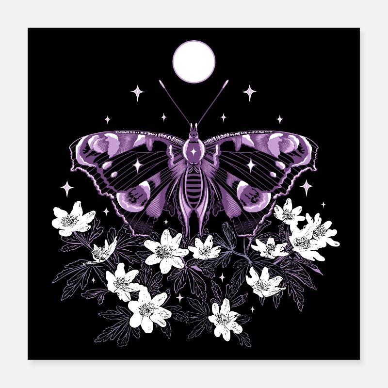 Moth moth with wood anemone Poster 16" x 16" (40x40 cm)