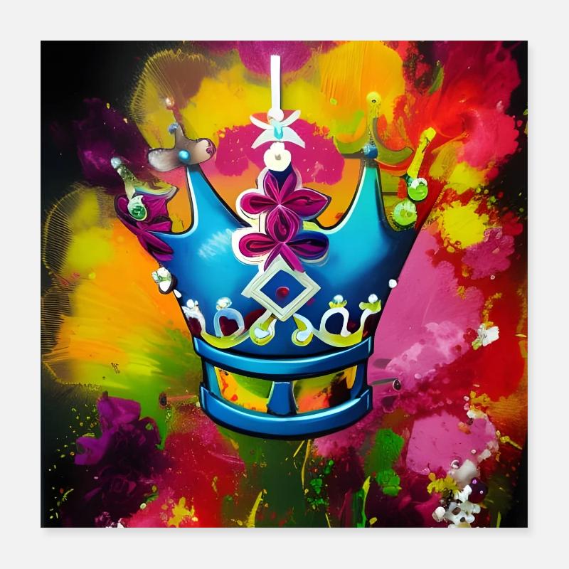 Krone - Poster 40x40 cm - Weiß