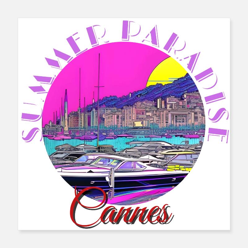 Summer Paradise Cannes Poster 40 x 40 cm