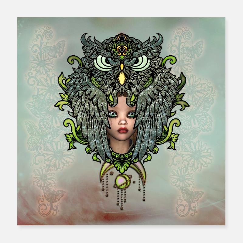 Dans la protection du hibou Poster 40 x 40 cm