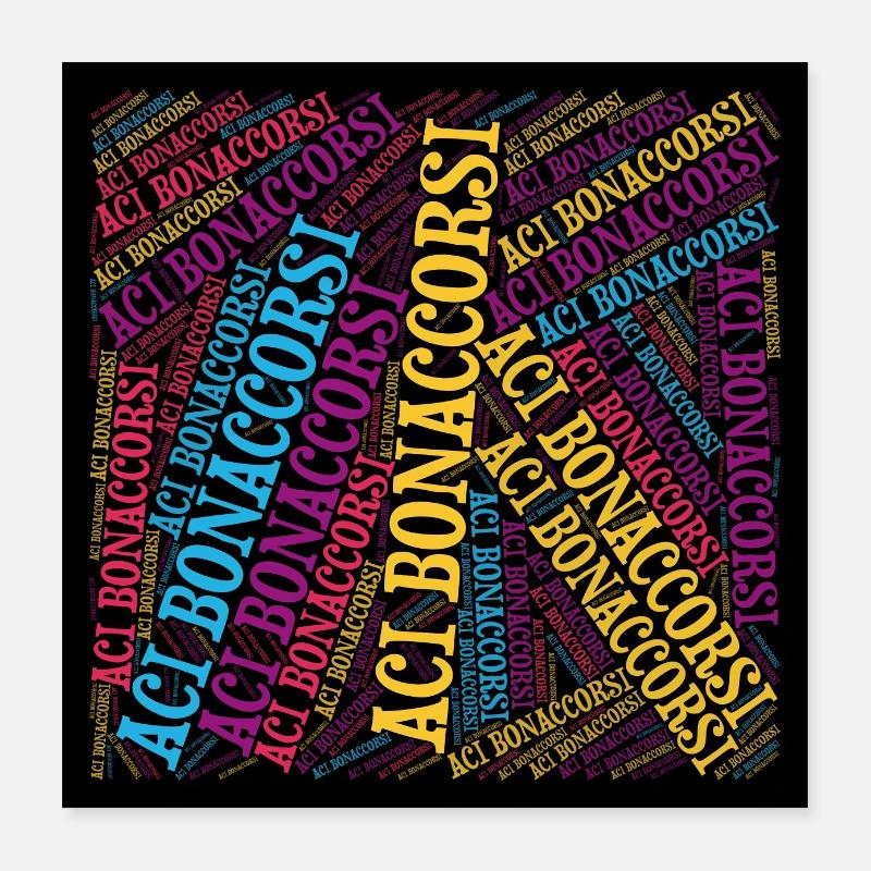 Affiche collage Sicile Aci Bonaccorsi nuage de mots Poster 40 x 40 cm